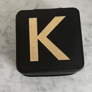 Black and Gold Monogram Jewelry Box K